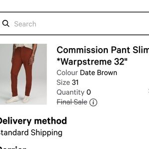 Lululemon Commission Pant Slim, 32L 31 waist